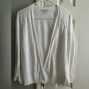 LOFT White Open Front  Knit Cardigan